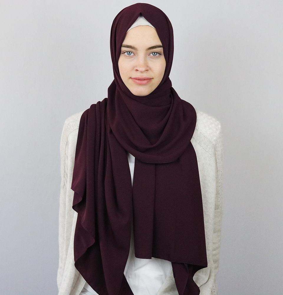 Medine Solid Chiffon Hijab Shawl Plum