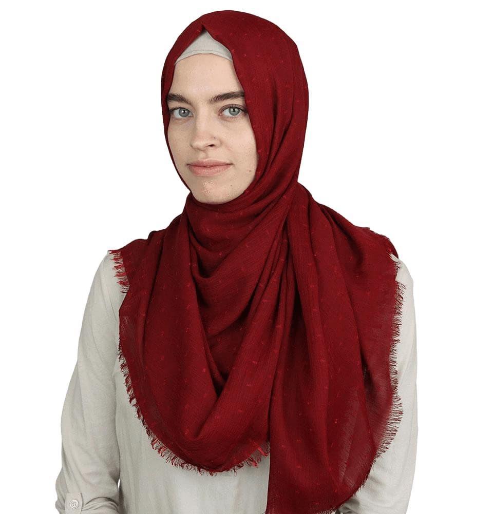 Pom Pom Crepe Hijab Shawl Red