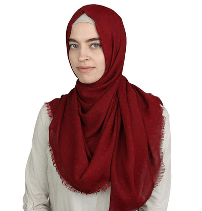 Pom Pom Crepe Hijab Shawl Red