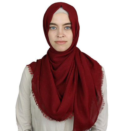 Pom Pom Crepe Hijab Shawl Red