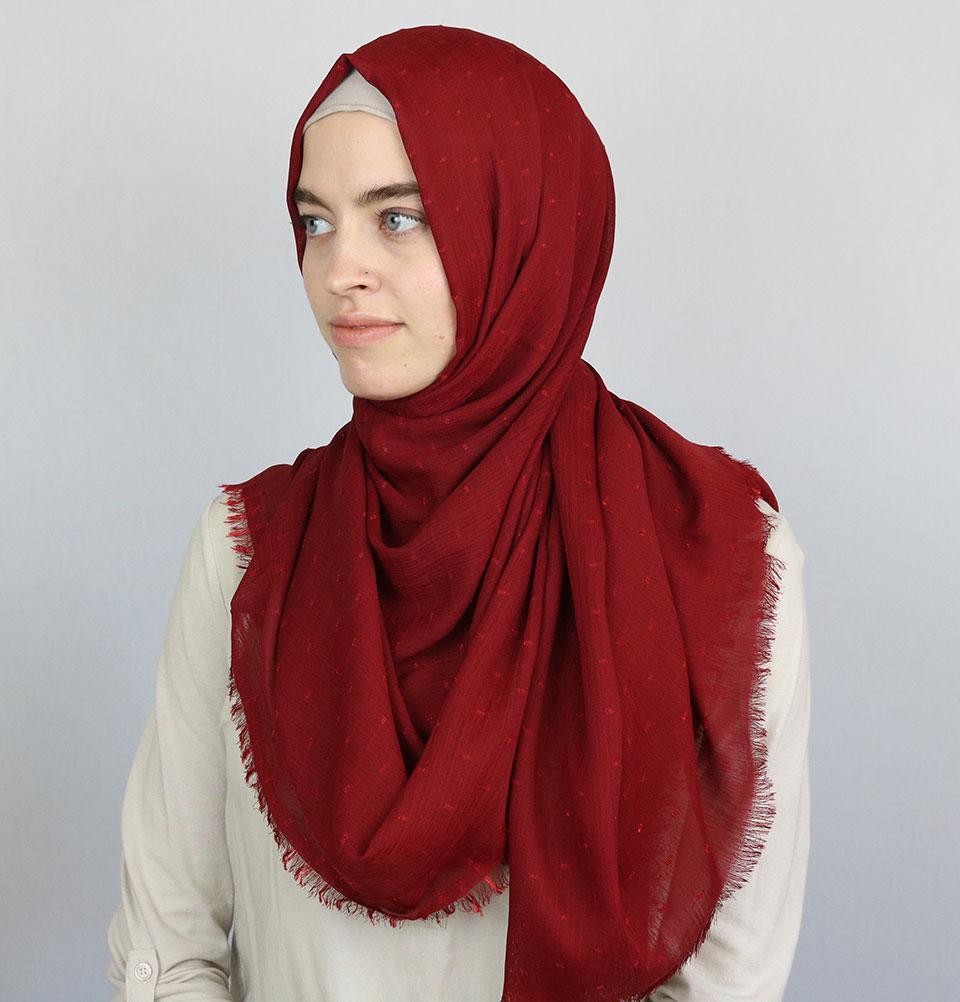 Pom Pom Crepe Hijab Shawl Red