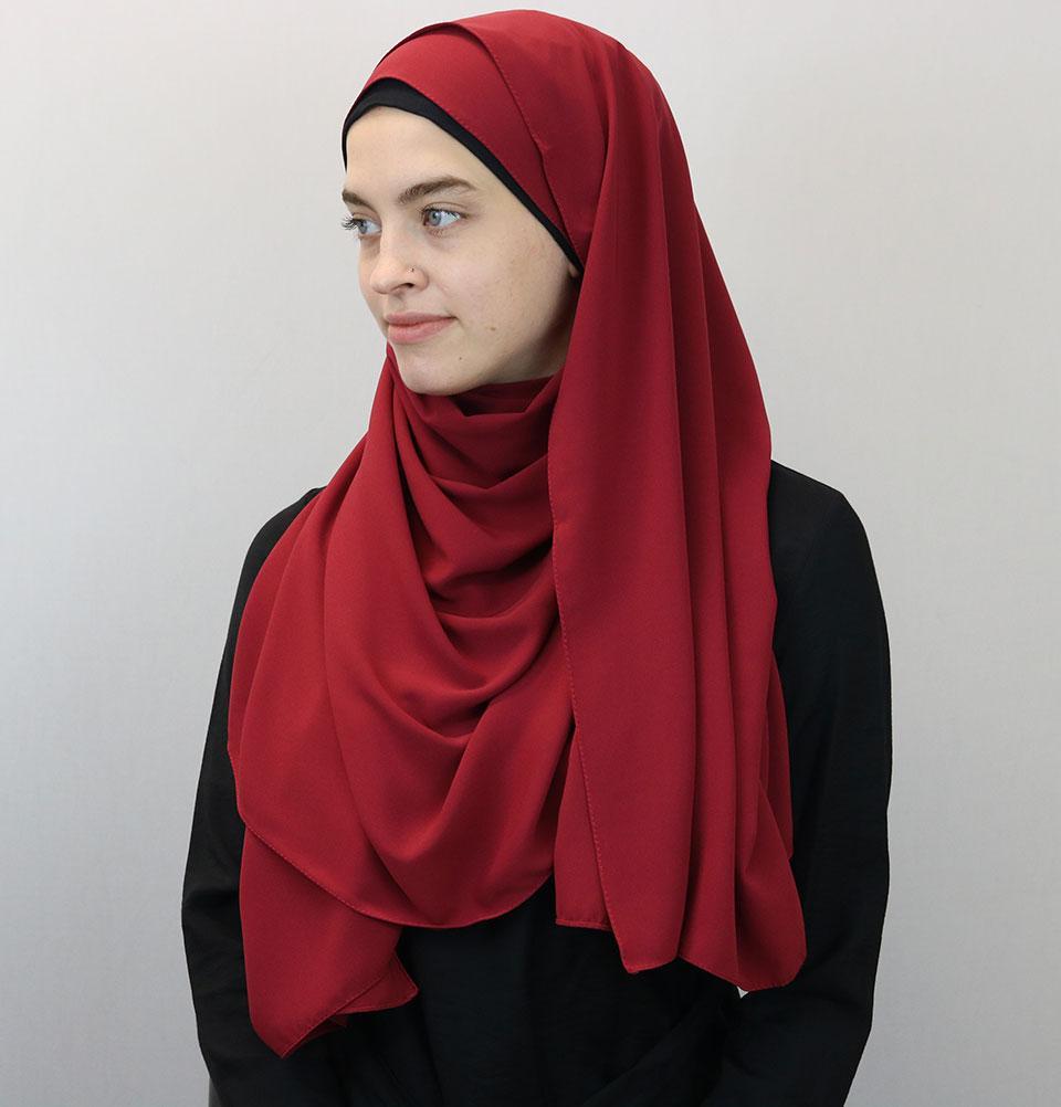 Medine Solid Chiffon Hijab Shawl Red