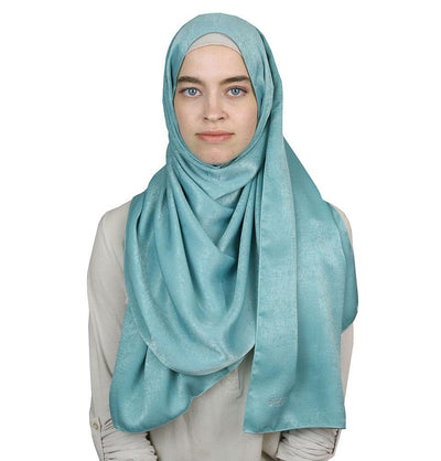 Bamboo Satin Hijab Shawl Turquoise