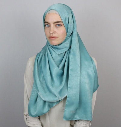 Bamboo Satin Hijab Shawl Turquoise