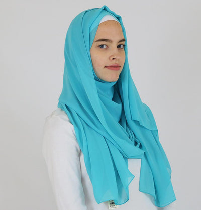 Sedef Shawl Sedef Solid Chiffon Shawl Turquoise - Modefa 
