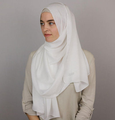 Bamboo Satin Hijab Shawl White