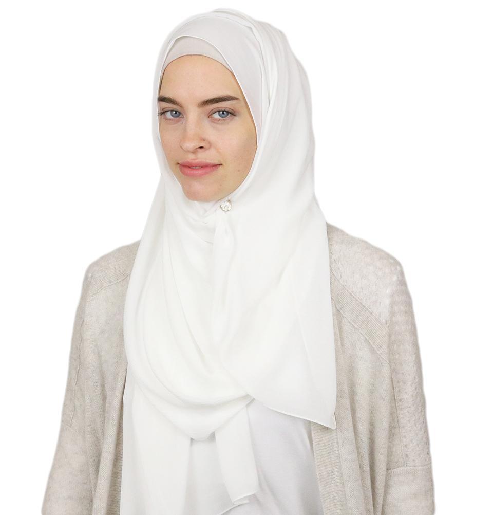Textured Micro Chiffon Hijab Shawl White