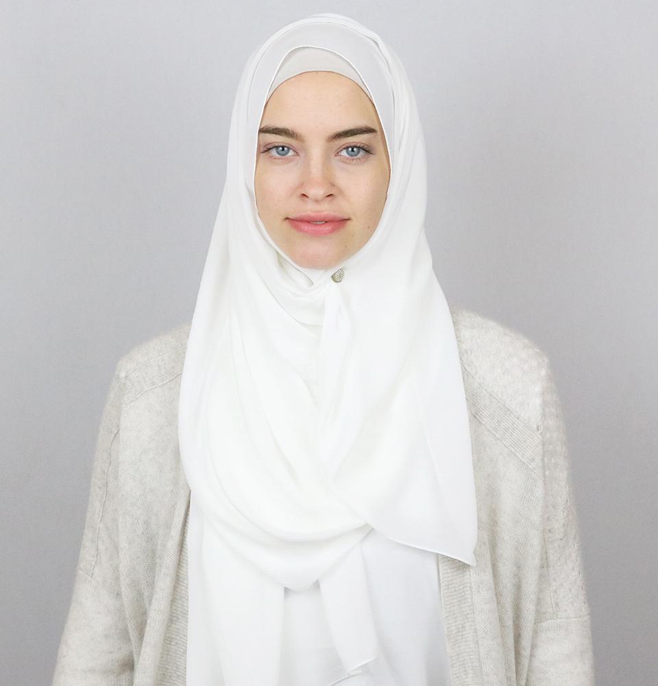 Textured Micro Chiffon Hijab Shawl White