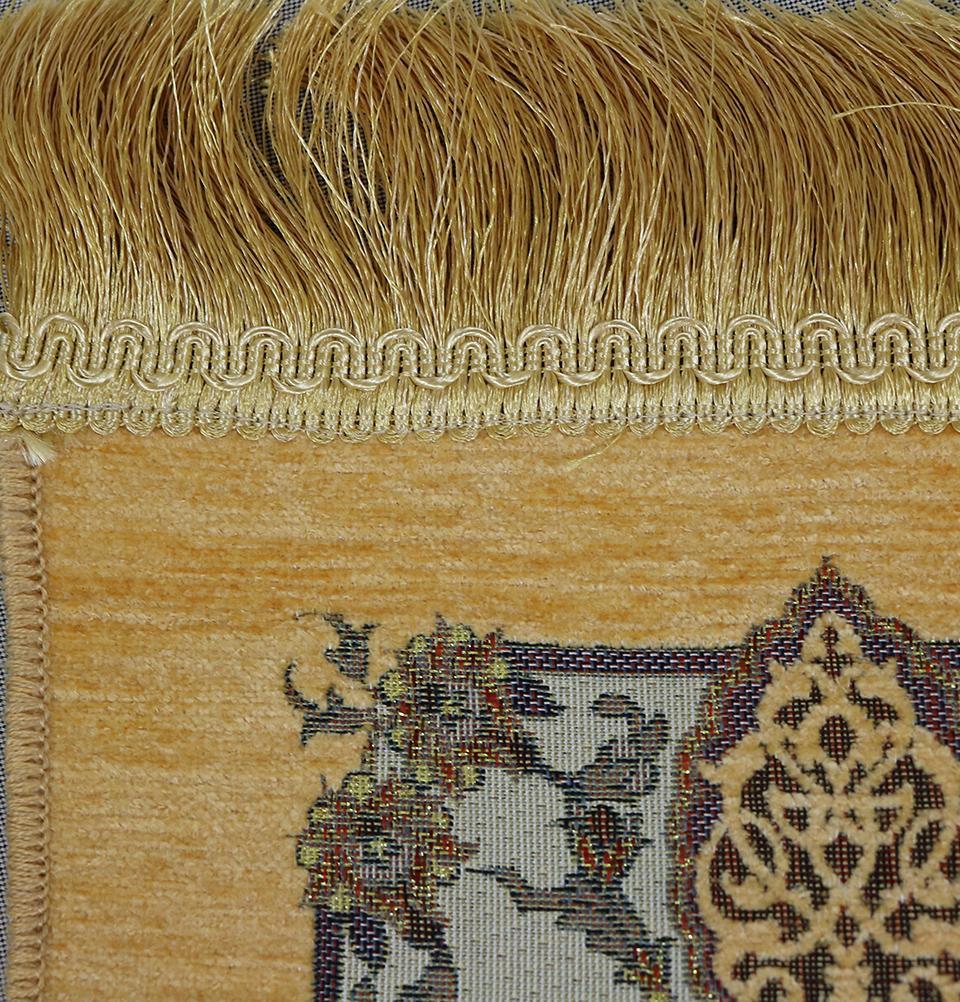 Taqwa Prayer Rug Chenille Embroidered Islamic Prayer Mat - Tulip Arch Beige - Modefa 