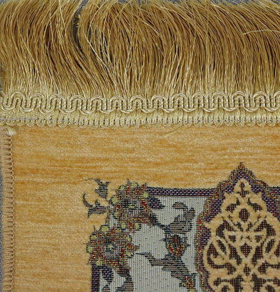 Taqwa Prayer Rug Chenille Embroidered Islamic Prayer Mat - Tulip Arch Beige - Modefa 