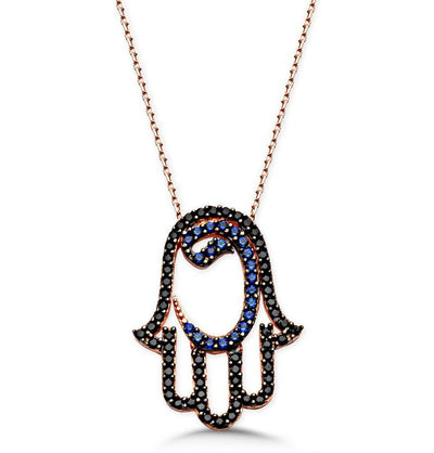 Tesbihane Necklace Women's Islamic Necklace Fatma Hand with Waw - Modefa 