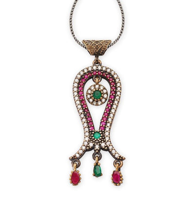Tesbihane Necklace Women's Ottoman Pendant Zircon Necklace Tulip - Modefa 