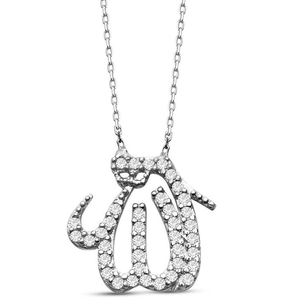 Tesbihane Necklace Women's Sterling Silver Islamic Necklace 'Allah' - Modefa 