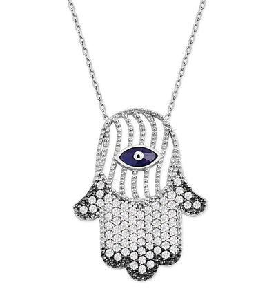 Tesbihane Necklace Women's Islamic Necklace Fatma Hand with Blue Eye - Modefa 