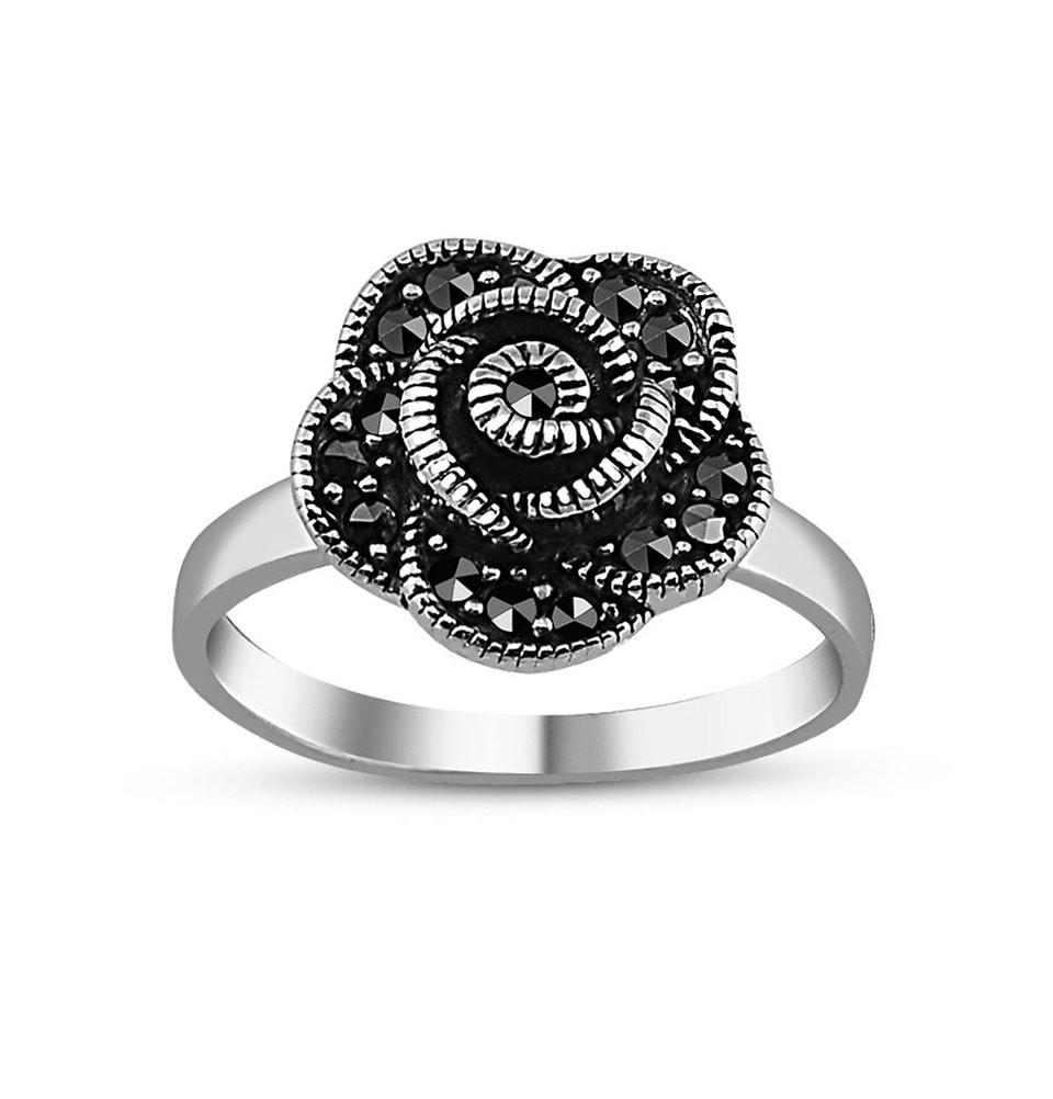 Tesbihane ring Women's Silver Turkish Ring Rose Flower with Zircon - Modefa 