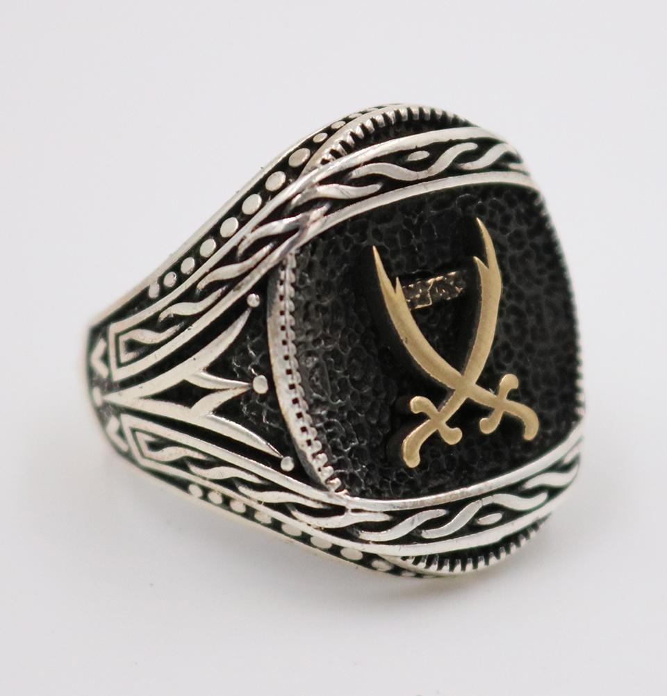 Men's Silver Turkish Islamic Ring Hazrat Ali's Sword 5208