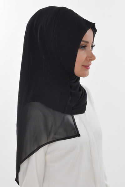 TesetturVeModa Amirah hijab Practical Instant Chiffon Hijab Shawl Black - Modefa 