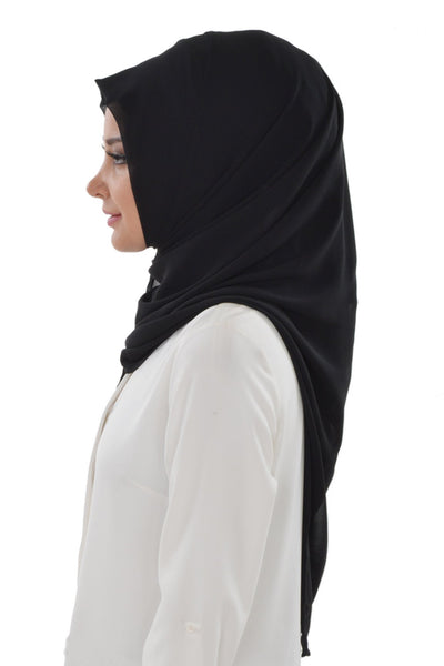 TesetturVeModa Amirah hijab Practical Instant Chiffon Hijab Shawl Black - Modefa 