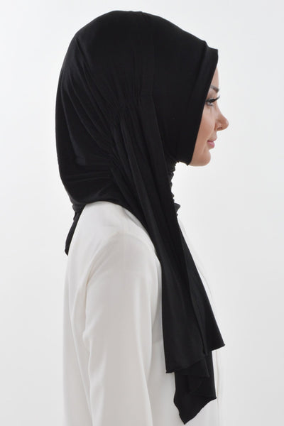 TesetturVeModa Amirah hijab Practical Instant Jersey Hijab Shawl Black - Modefa 