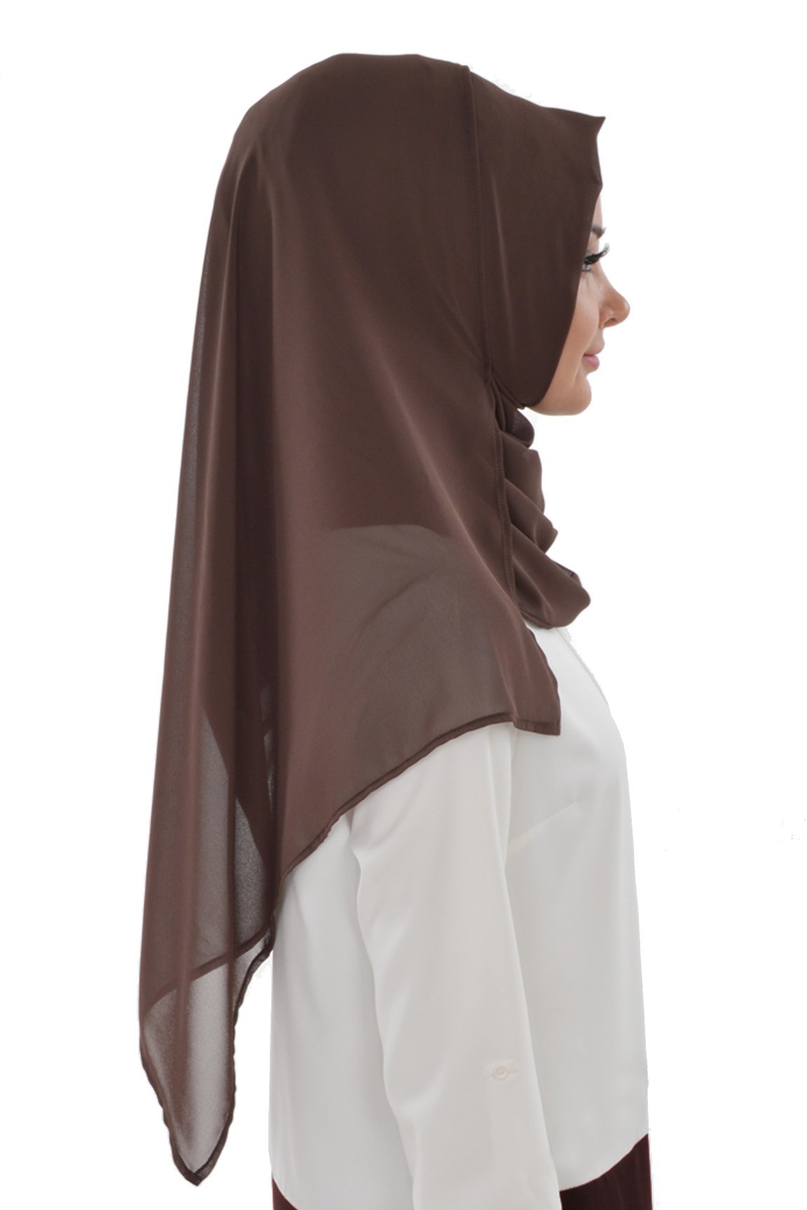 TesetturVeModa Amirah hijab Practical Instant Chiffon Hijab Shawl Brown - Modefa 