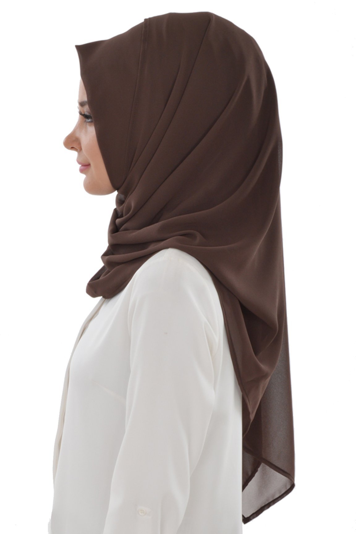 TesetturVeModa Amirah hijab Practical Instant Chiffon Hijab Shawl Brown - Modefa 