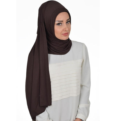 TesetturVeModa Amirah hijab Practical Instant Jersey Hijab Shawl Brown - Modefa 