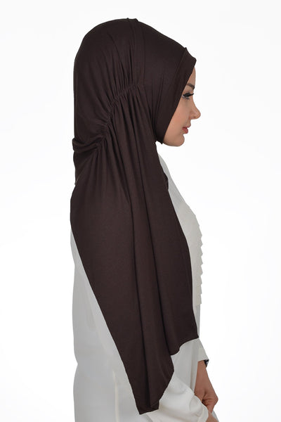 TesetturVeModa Amirah hijab Practical Instant Jersey Hijab Shawl Brown - Modefa 