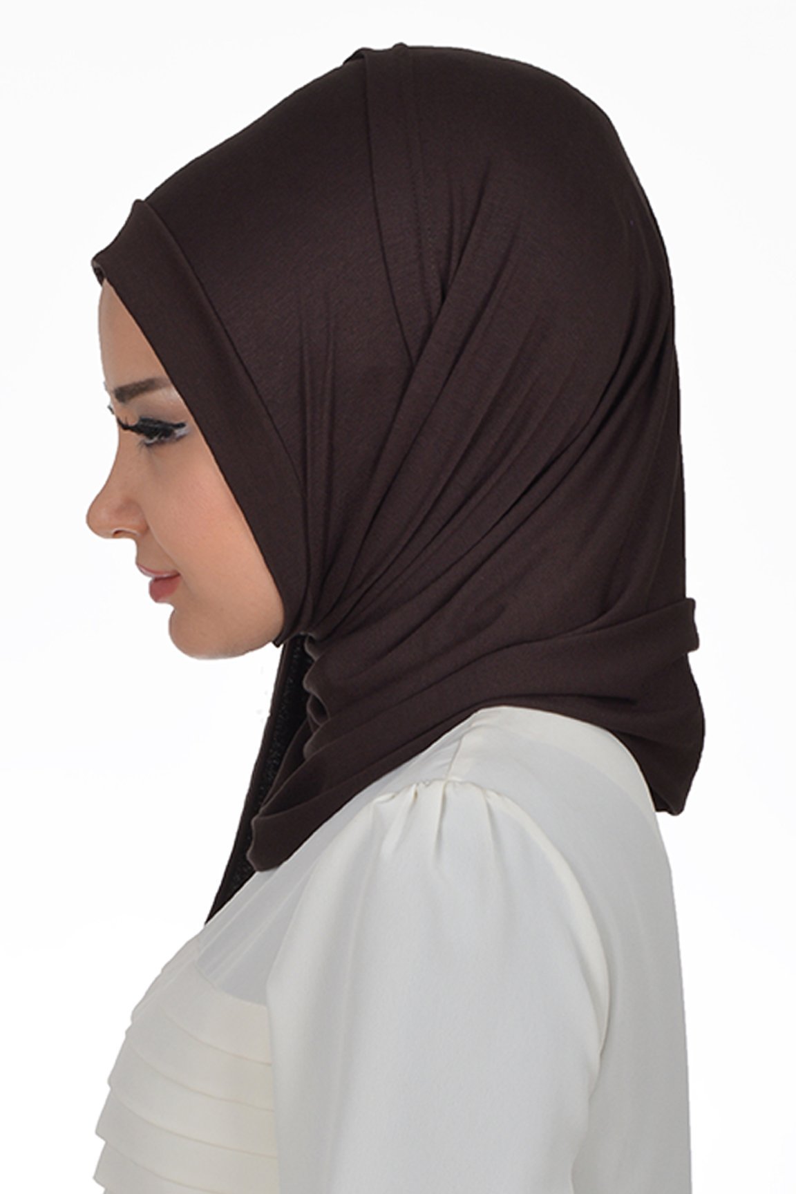 TesetturVeModa Amirah hijab Practical Instant Jersey Hijab Shawl Brown - Modefa 