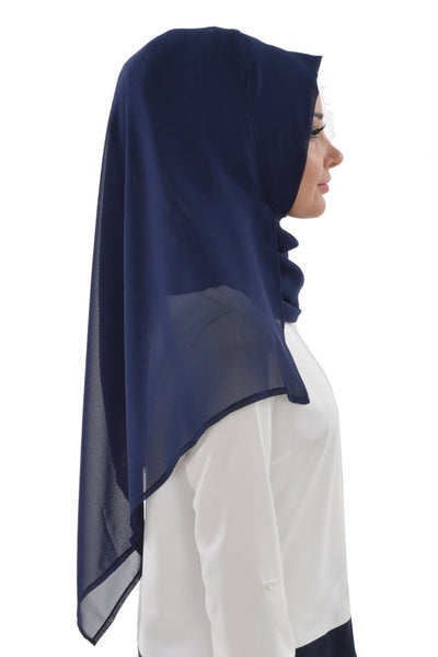 TesetturVeModa Amirah hijab Practical Instant Chiffon Hijab Shawl Navy Blue - Modefa 