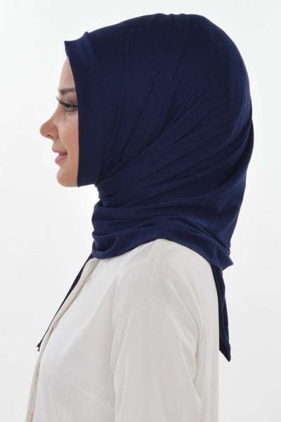 TesetturVeModa Amirah hijab Practical Instant Jersey Hijab Shawl Navy Blue - Modefa 