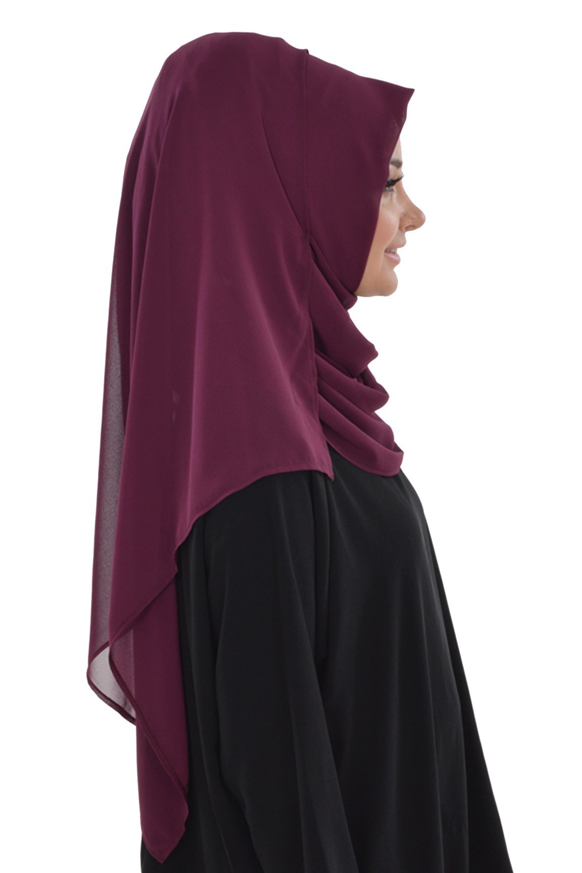 TesetturVeModa Amirah hijab Practical Instant Chiffon Hijab Shawl Plum - Modefa 