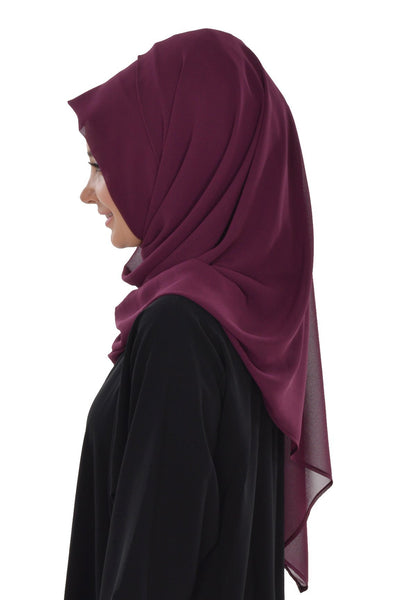 TesetturVeModa Amirah hijab Practical Instant Chiffon Hijab Shawl Plum - Modefa 