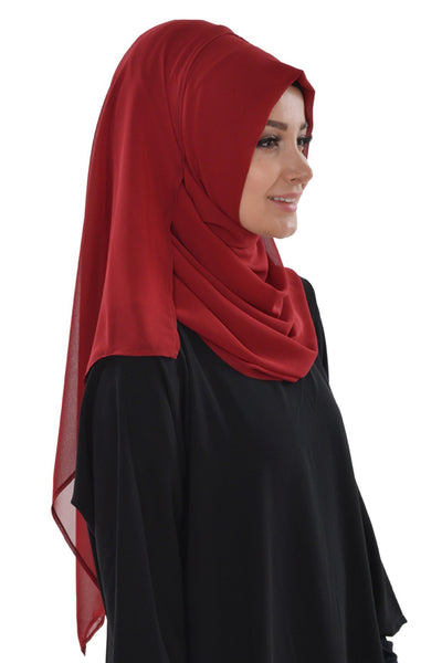 TesetturVeModa Amirah hijab Practical Instant Chiffon Hijab Shawl Red - Modefa 