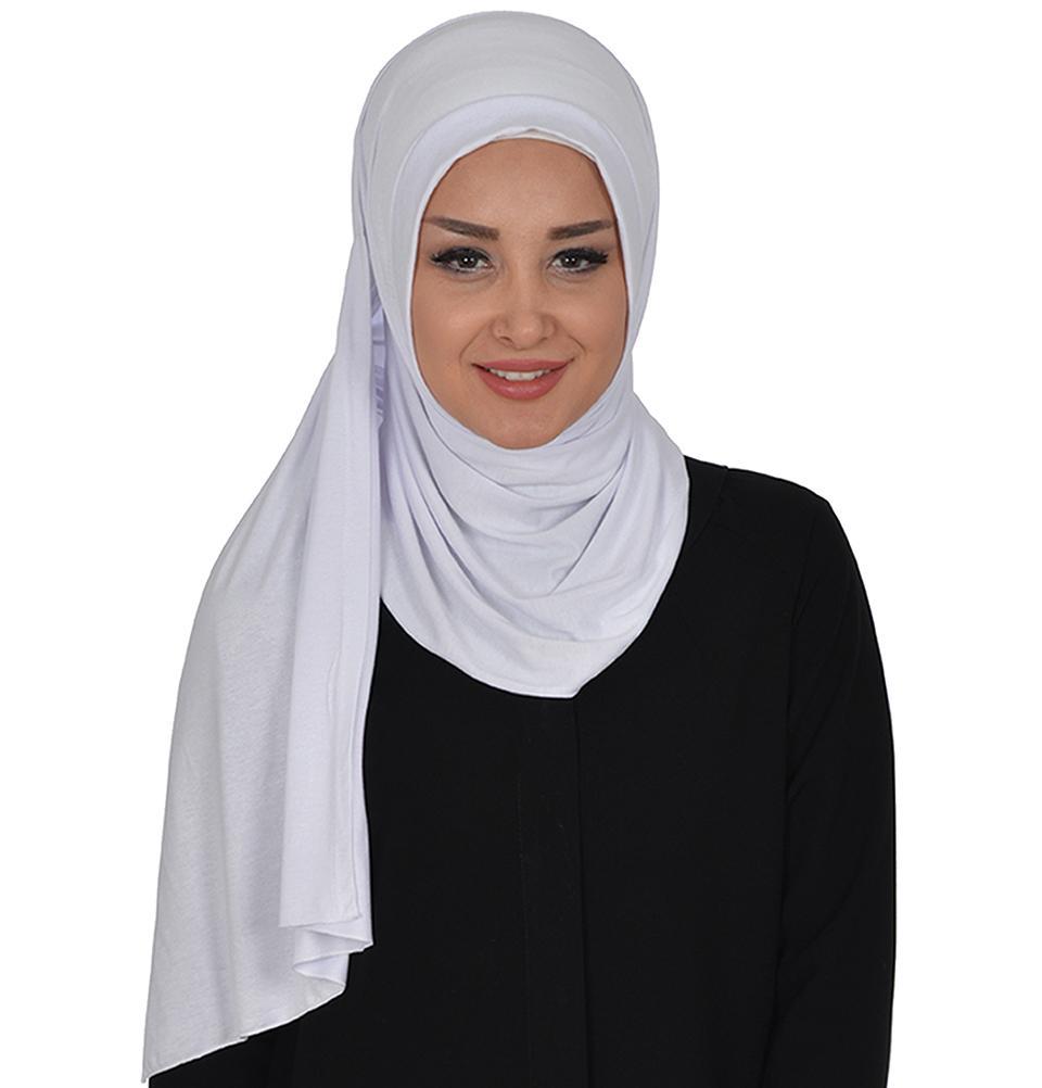 TesetturVeModa Amirah hijab Practical Instant Jersey Hijab Shawl White - Modefa 