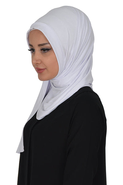 TesetturVeModa Amirah hijab Practical Instant Jersey Hijab Shawl White - Modefa 