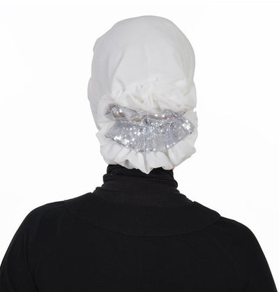 Instant Chiffon Turban Hijab Sequin Off-White