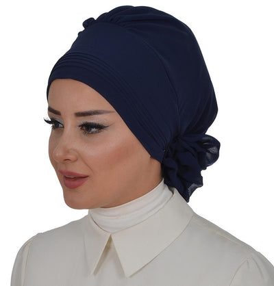 Instant Chiffon Turban Hijab Navy Blue