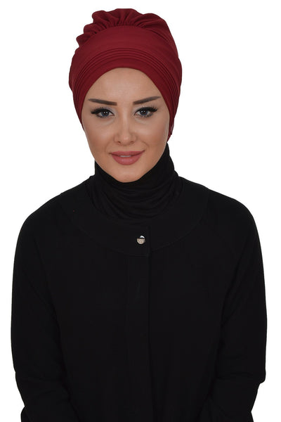 Instant Chiffon Turban Hijab Red