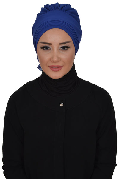 Instant Chiffon Turban Hijab Royal Blue