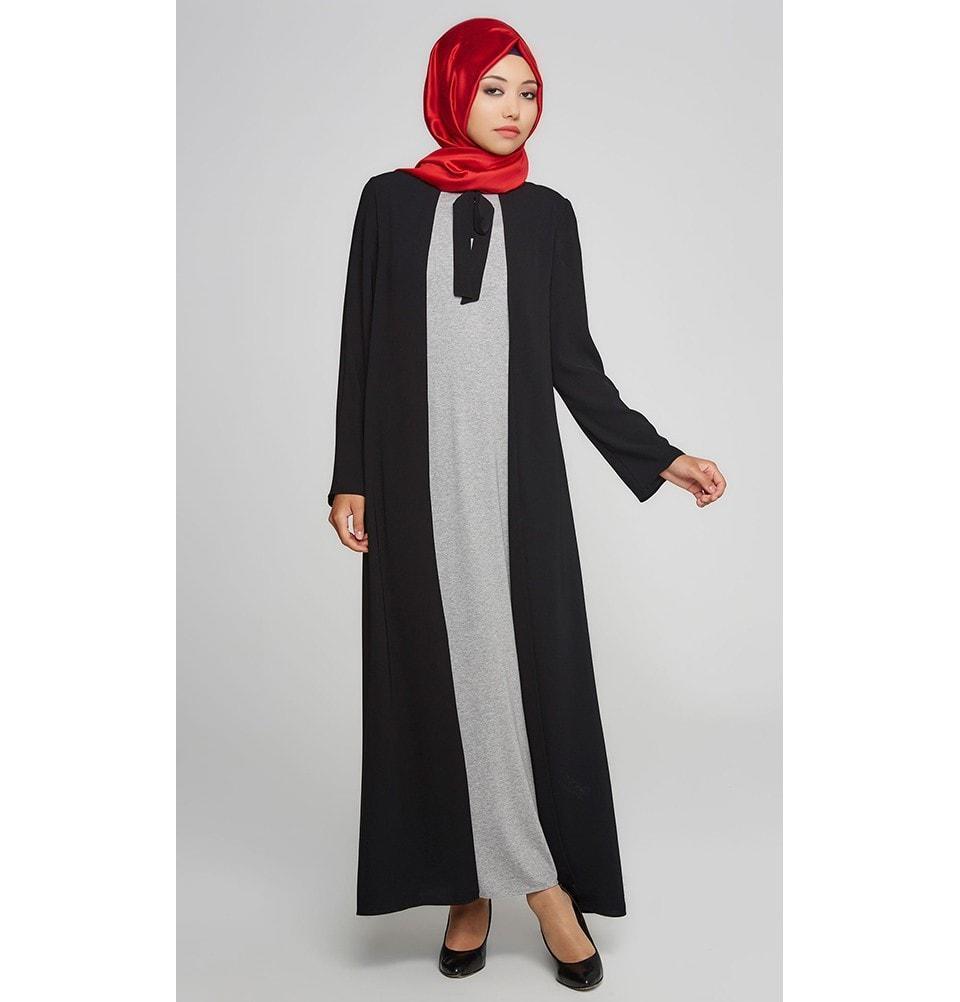 Tugba Dress Tugba Islamic Women's Turkish Ferace Jersey Dress F7105 Black - Modefa 