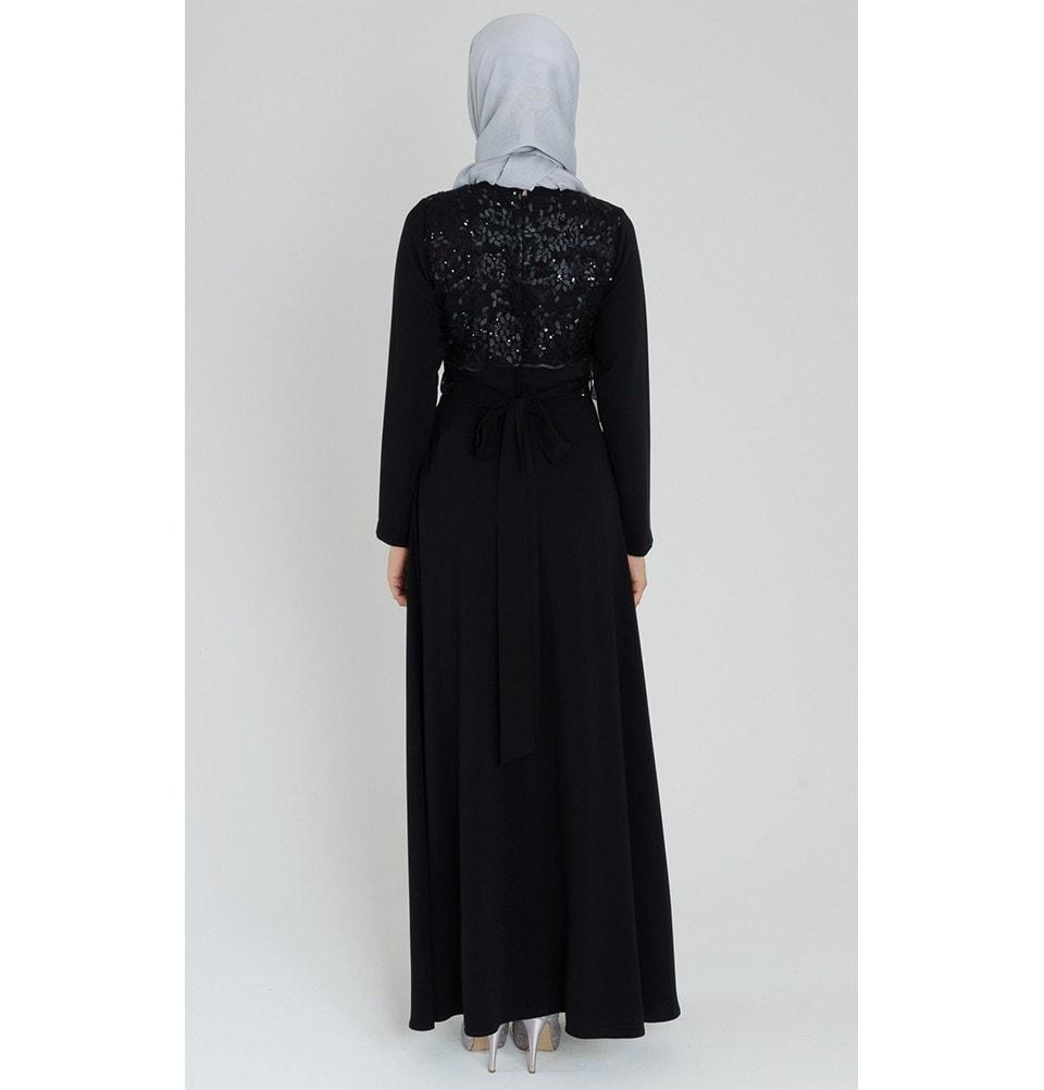 Tugba Dress Tugba Sequin & Lace Formal Dress H5333 Black - Modefa 