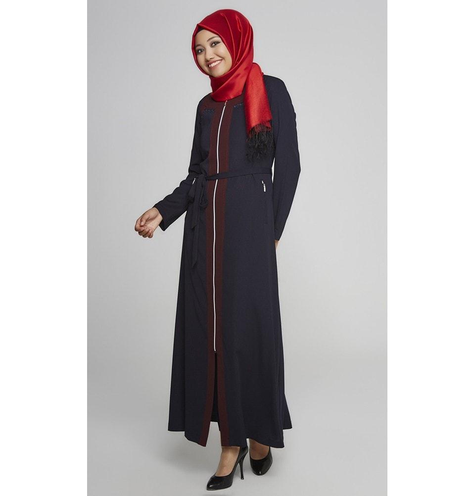Tugba Dress Tugba Islamic Women's Turkish Ferace Abaya Dress F6615 Blue - Modefa 