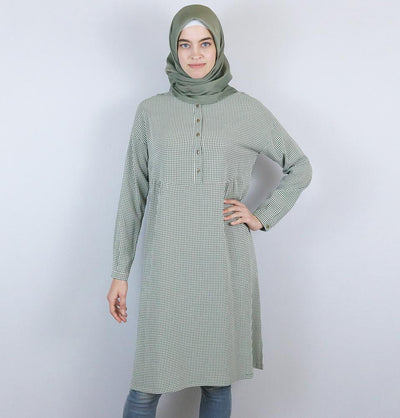 Tugba Modest Tunic M9412 Olive Green/White