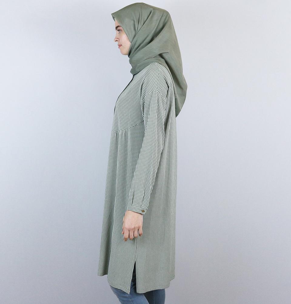 Tugba Modest Tunic M9412 Olive Green/White