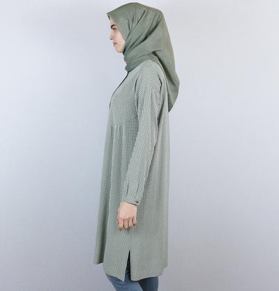 Tugba Modest Tunic M9412 Olive Green/White