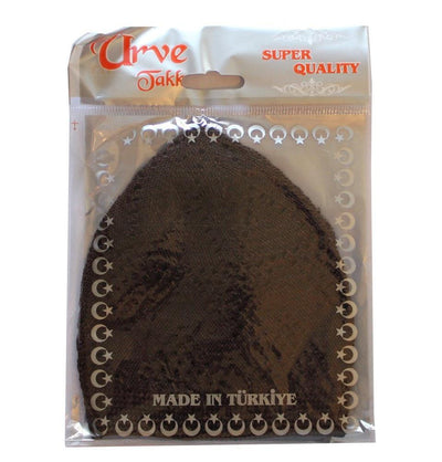 Urve Kufi Brown Islamic Men's Knit Cotton Kufi Cap Brown