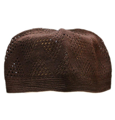 Urve Kufi Brown Islamic Men's Knit Cotton Kufi Cap Brown