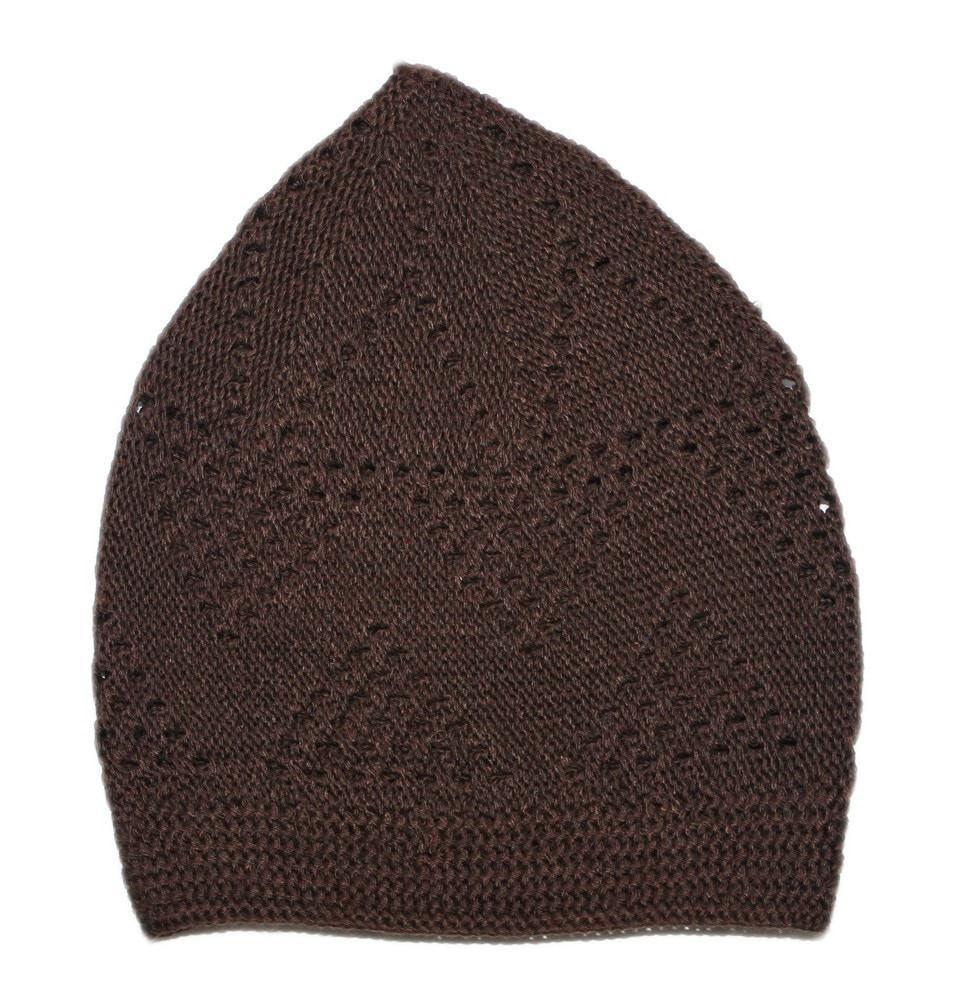 Urve Kufi Brown Islamic Men's Knit Cotton Kufi Cap Brown