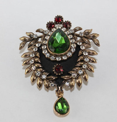 Visson Hijab Pins Turkish Jeweled Brooch 22315 Green - Modefa 