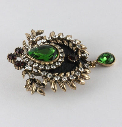Visson Hijab Pins Turkish Jeweled Brooch 22315 Green - Modefa 